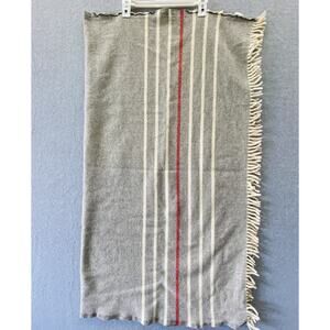 Fairbault Mill Cannon River Wool Throw Blanket Gray Cream Made In USA 50x60 Warm